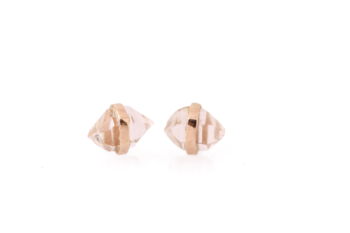 Small Bezel Wrapped Herkimer Cut White Topaz Stud Earrings Earrings E3179GWT