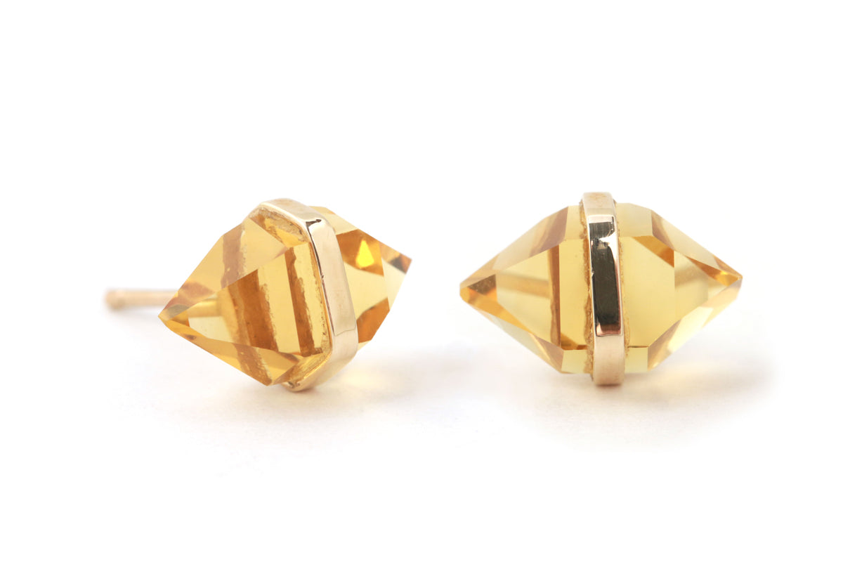Large Herkimer cut Bezel Wrapped Stud Earrings Gold Citrine Earrings E3180CIT_0e677ce4-aec7-4e29-b4e6-f2be82a08c87