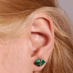 Large Herkimer Cut Malachite Stud Earrings Earrings E3180GMAL-OM