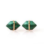 Large Herkimer Cut Malachite Stud Earrings Earrings E3180GMAL
