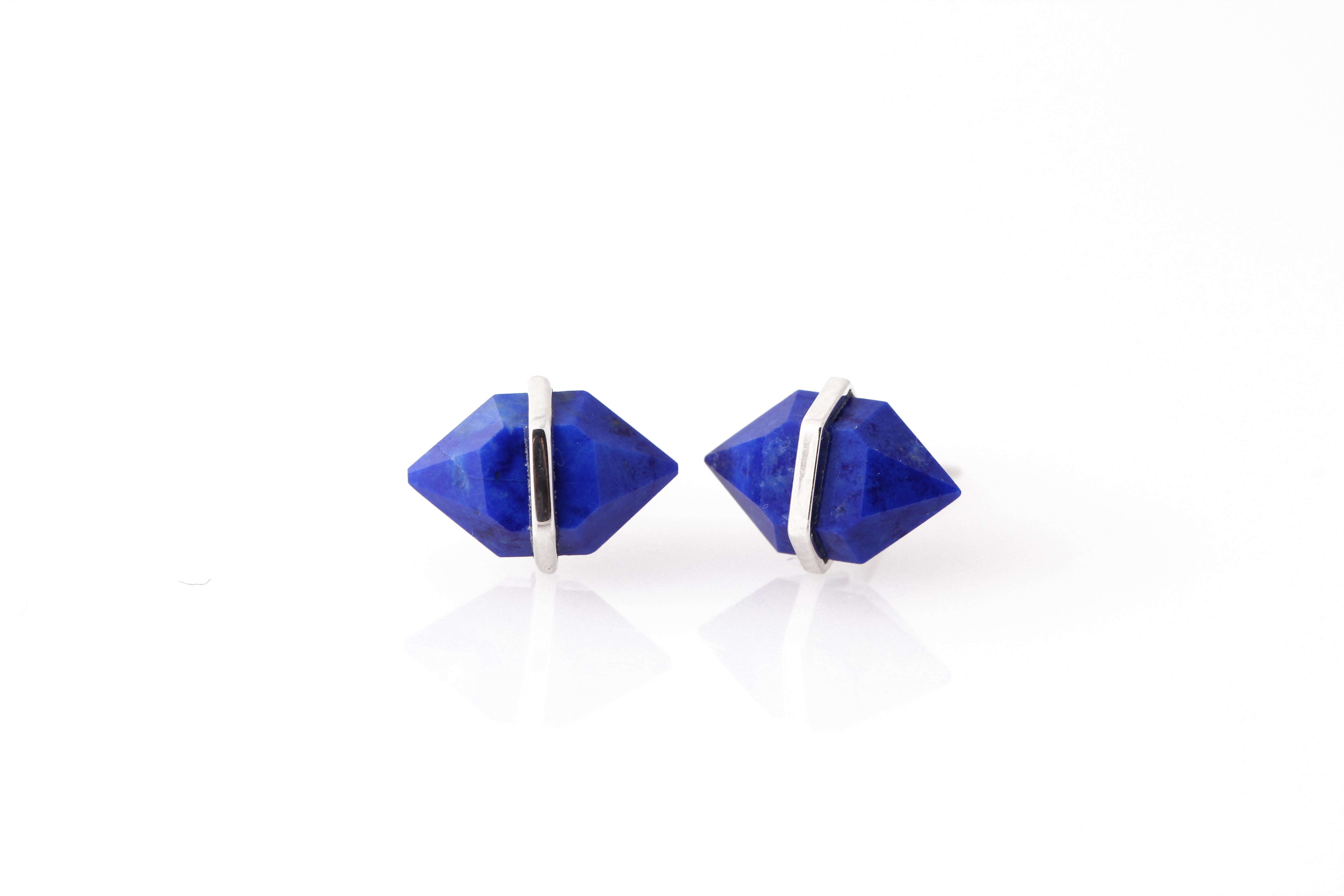 Large Herkimer Cut Lapis Stud Earrings Earrings E3180LAPcopy