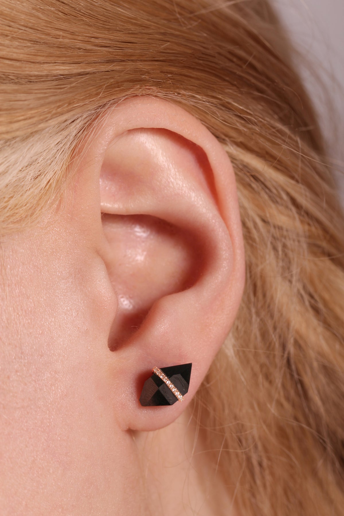 Large Diamond Wrapped Herkimer Cut Onyx Stud Earrings Earrings E3182GON-OMcopy