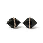 Large Diamond Wrapped Herkimer Cut Onyx Stud Earrings Earrings E3182GONcopy