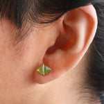 Large Herkimer Cut Peridot Micropave Bezel Stud Earrings Earrings E3182GPER-9