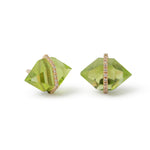 Large Herkimer Cut Peridot Micropave Bezel Stud Earrings Earrings E3182GPER