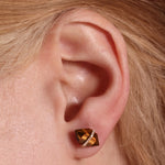 Large Diamond Wrapped Herkimer Cut Tiger's Eye Stud Earrings Earrings E3182GTGE-OMcopy