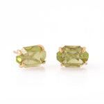Large Prong Set Herkimer Cut Peridot Stud Earrings Earrings E3184GPDcopy
