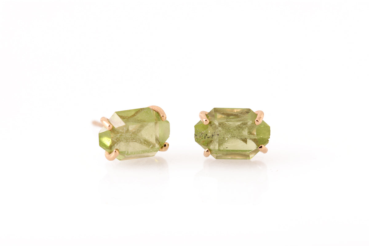 Large Prong Set Herkimer Cut Peridot Stud Earrings Earrings E3184GPDcopy