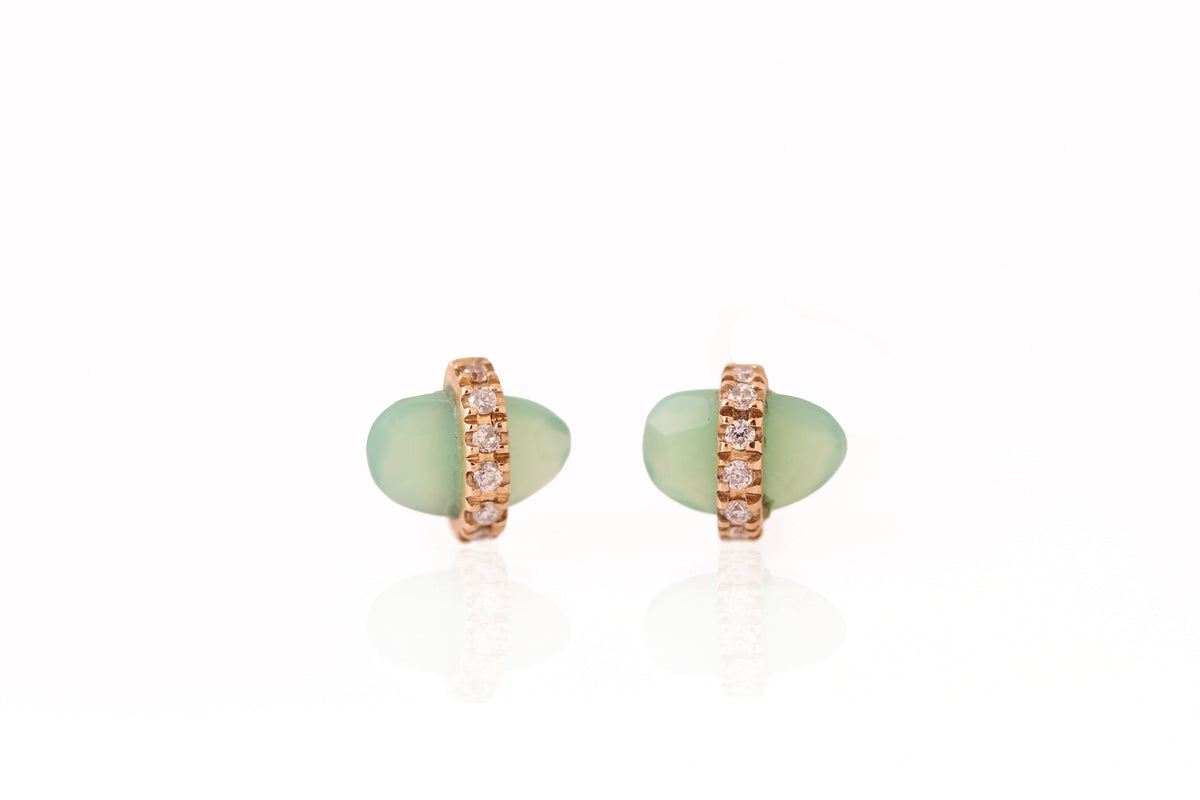 Diamond Wrapped Chrysoprase Stud Earrings Earrings E3189GCH