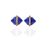 Diamond Wrapped Herkimer Cut Lapis Stud Earrings Earring E3191GLAP