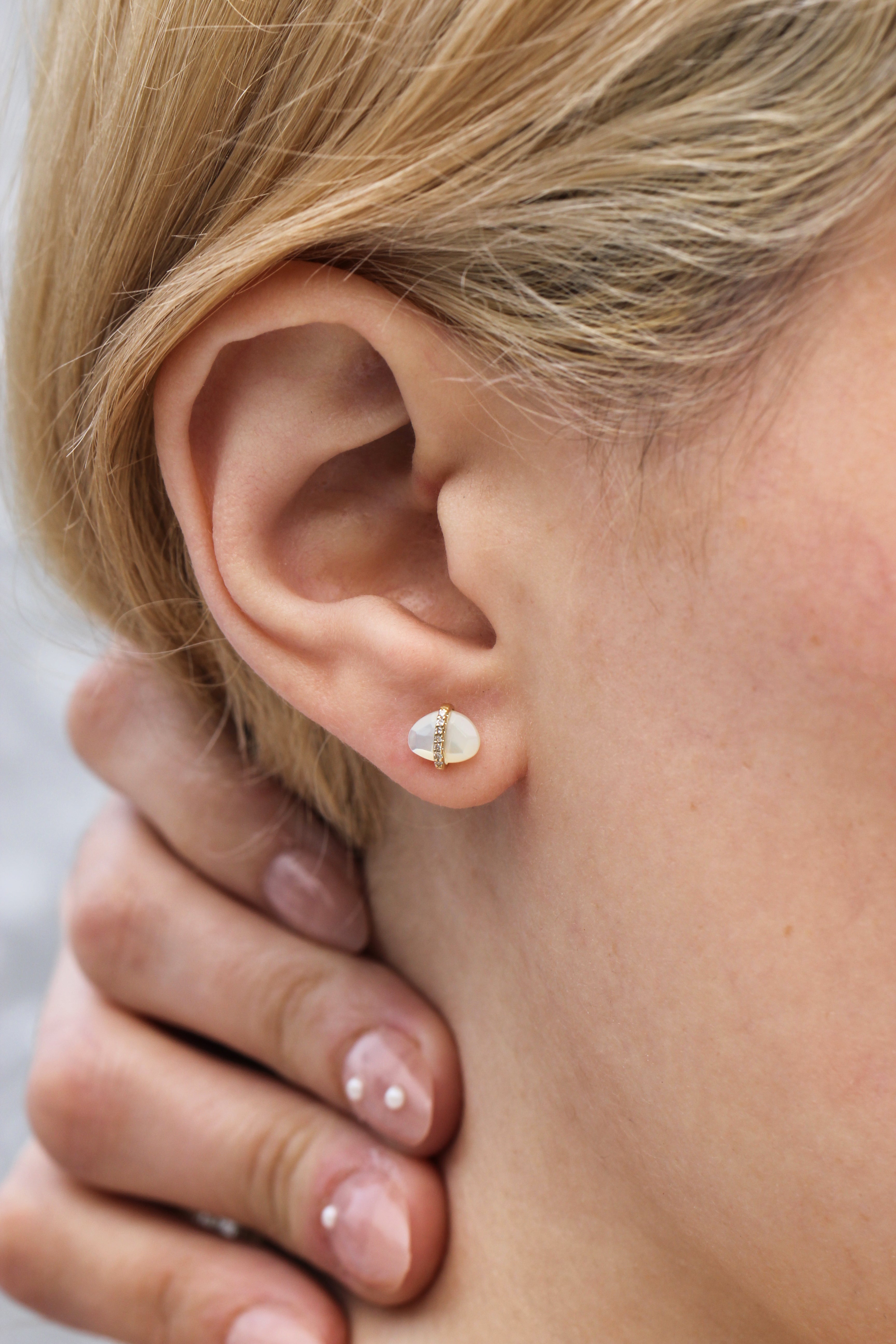 Diamond Bezel Wrapped Iolite Stud Earrings Earring E3191GMOPOMcopy