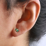 Micropave Bezel Wrapped Emerald Earring (half pair) Earrings E3195GEM-10