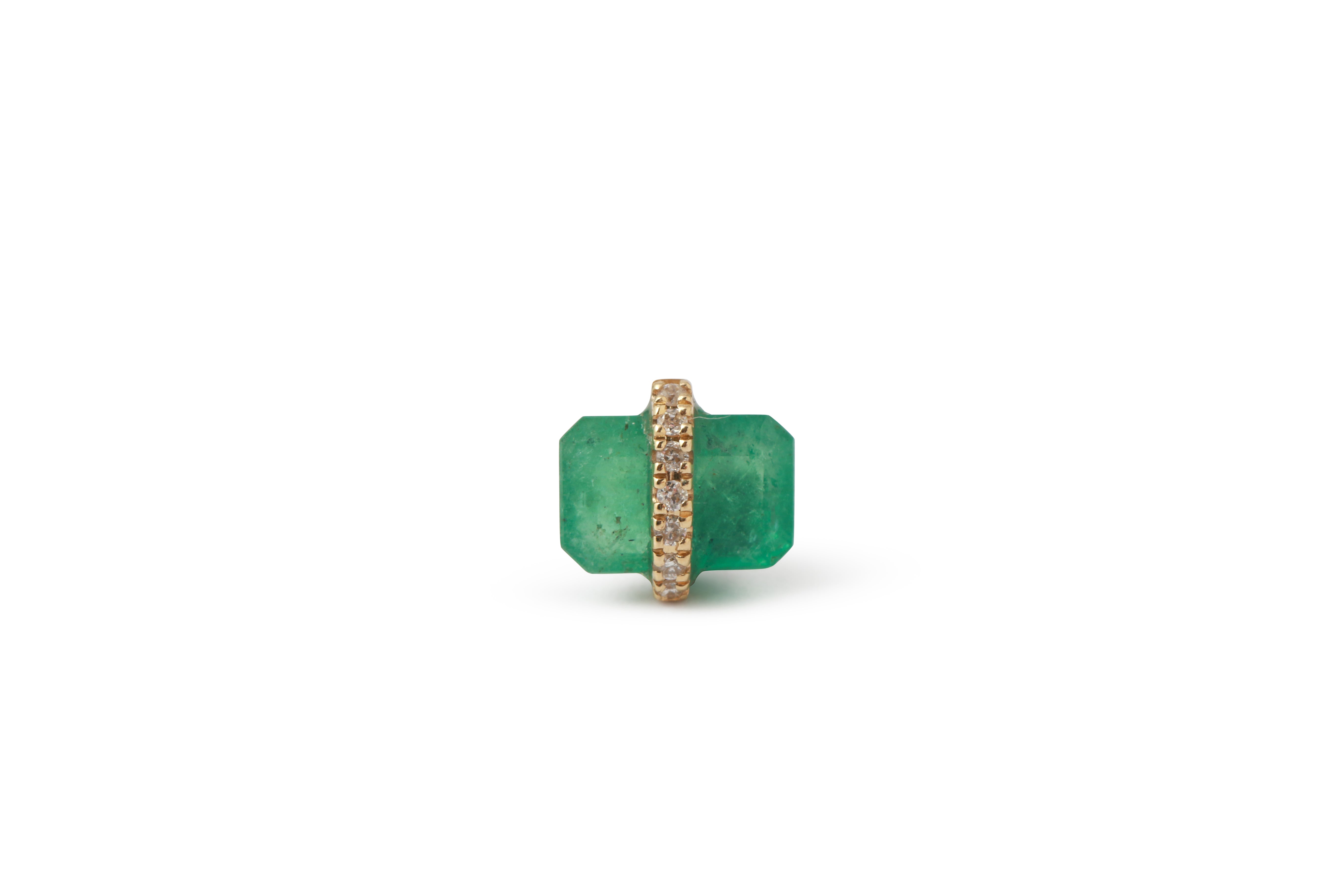 Diamond Wrapped Baguette Stud (half pair) Emerald Earrings E3195GEM-5_05329a09-b565-45f2-954e-427304c01a35