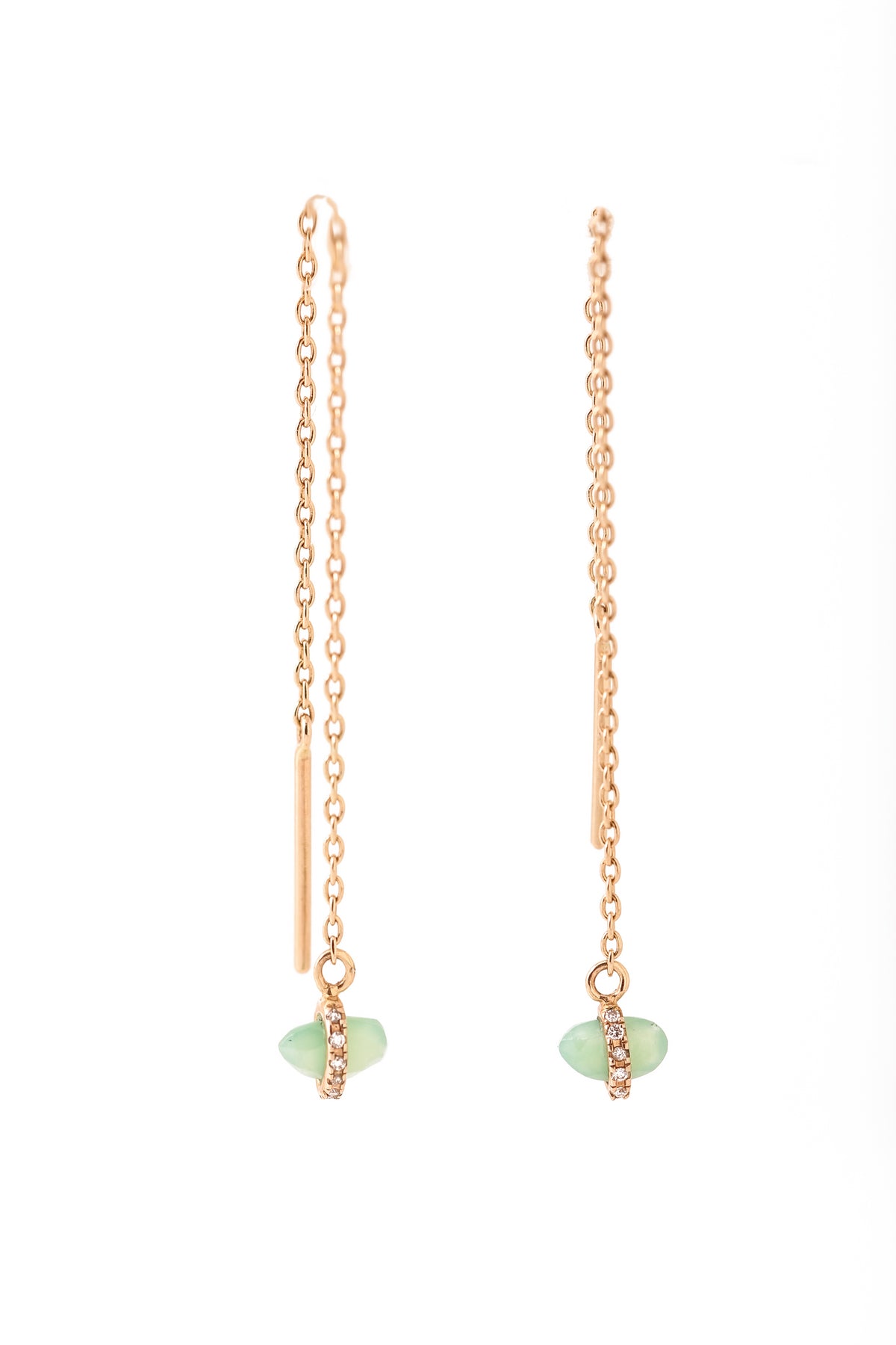 Micropave Wrapped Chrysophrase Threader Earrings Earrings E3201GCH
