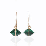 Bezel Wrapped Herkimer cut Malachite Earrings Earrings E3208GMAL