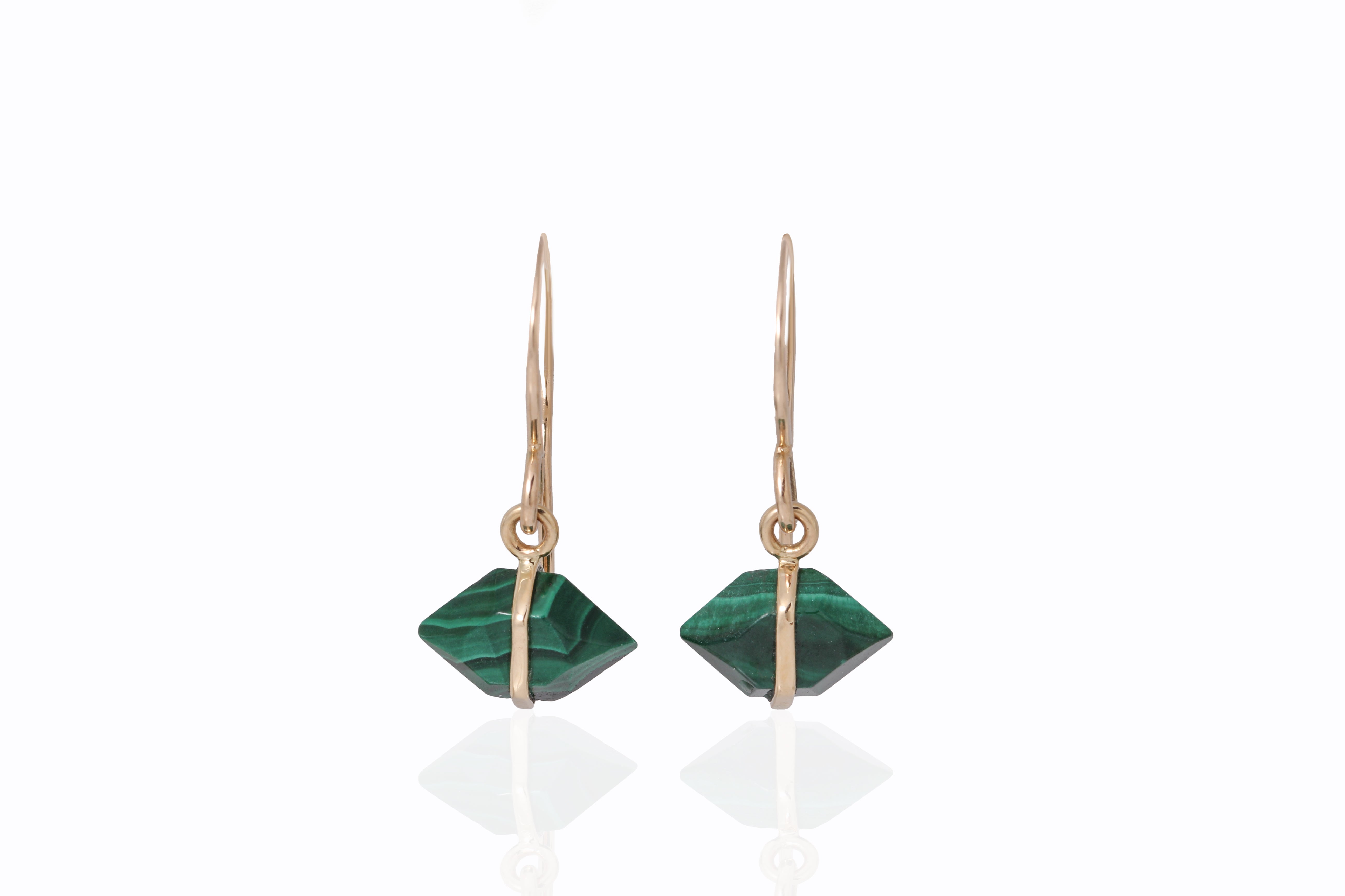 Bezel Wrapped Herkimer cut Malachite Earrings Earrings E3208GMAL
