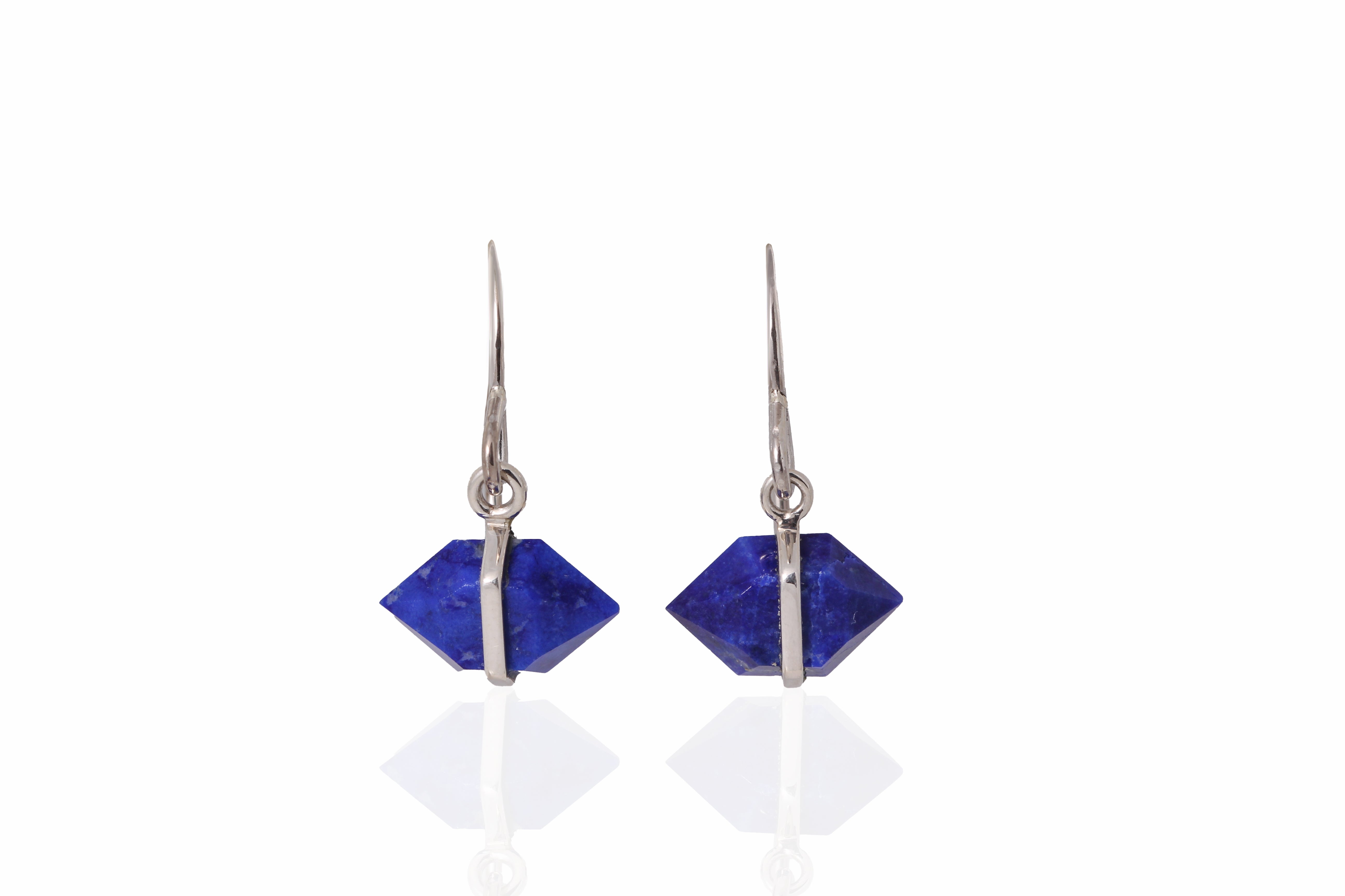 Bezel Wrapped Herkimer cut Lapis Earrings Earrings E3208LAP