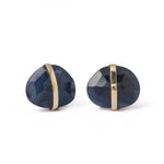 Large Bezel Wrapped Freeform Blue Sapphire Stud Earrings Earring E3212GBS