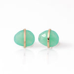 Large Bezel Wrapped Freeform Chrysoprase Stud Earrings Earring E3212GCHcopy