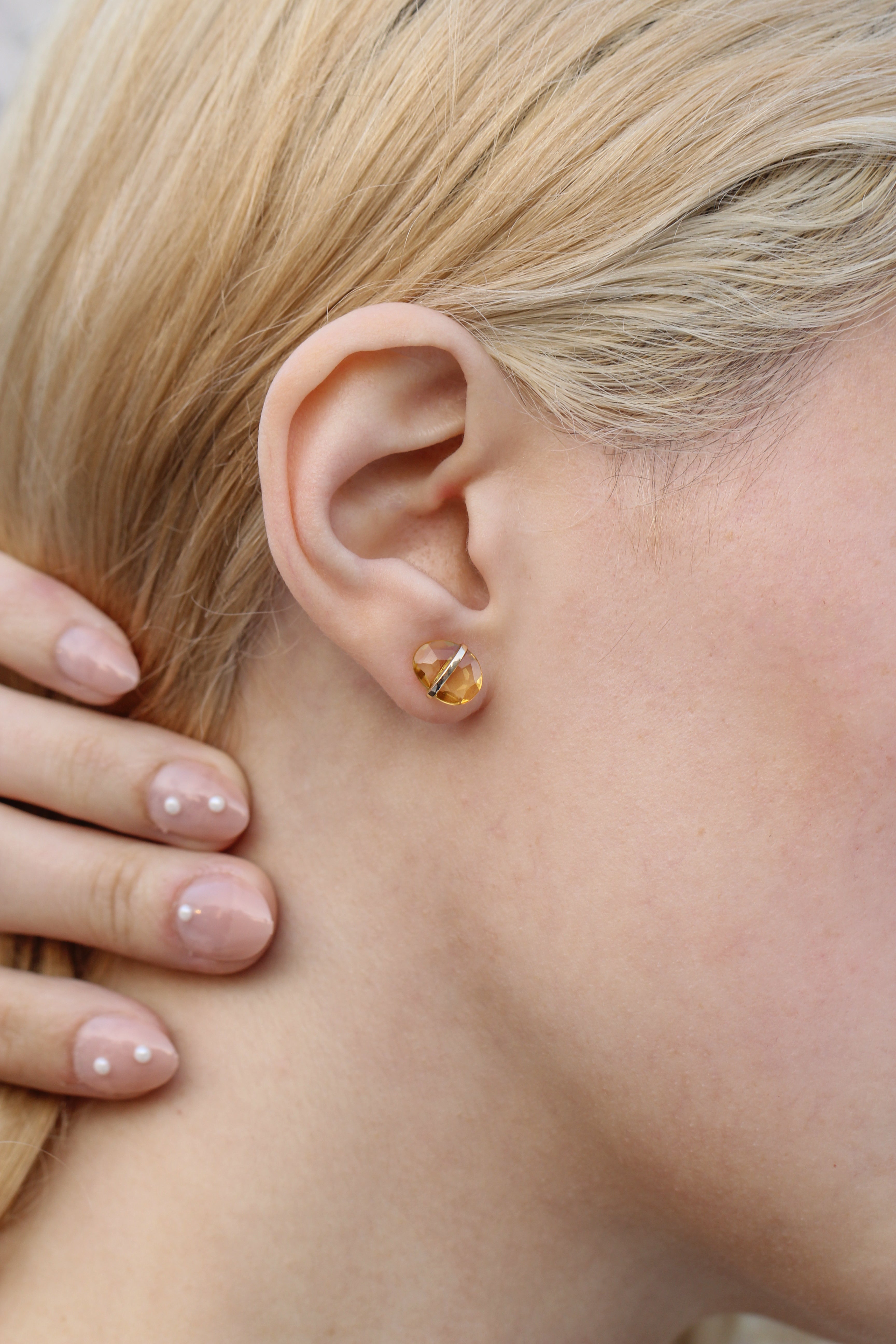 Large Bezel Wrapped Freeform Citrine Stud Earrings Earring E3212GCITOMcopy