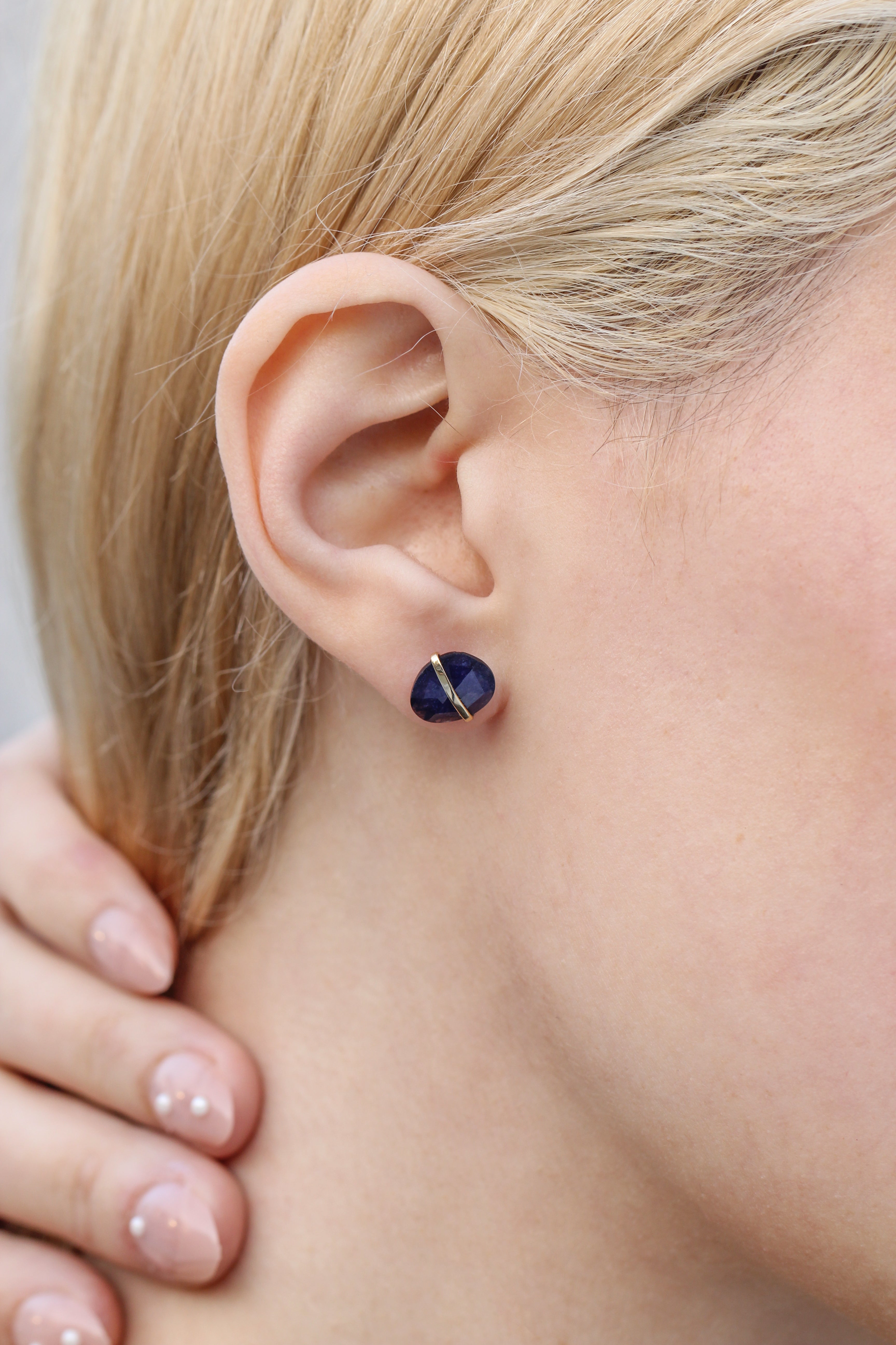 Large Bezel Wrapped Freeform Lapis Stud Earrings Earring E3212GLAPOMcopy