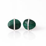 Large Bezel Wrapped Freeform Malachite Stud Earrings Silver Earrings E3212MALcopy