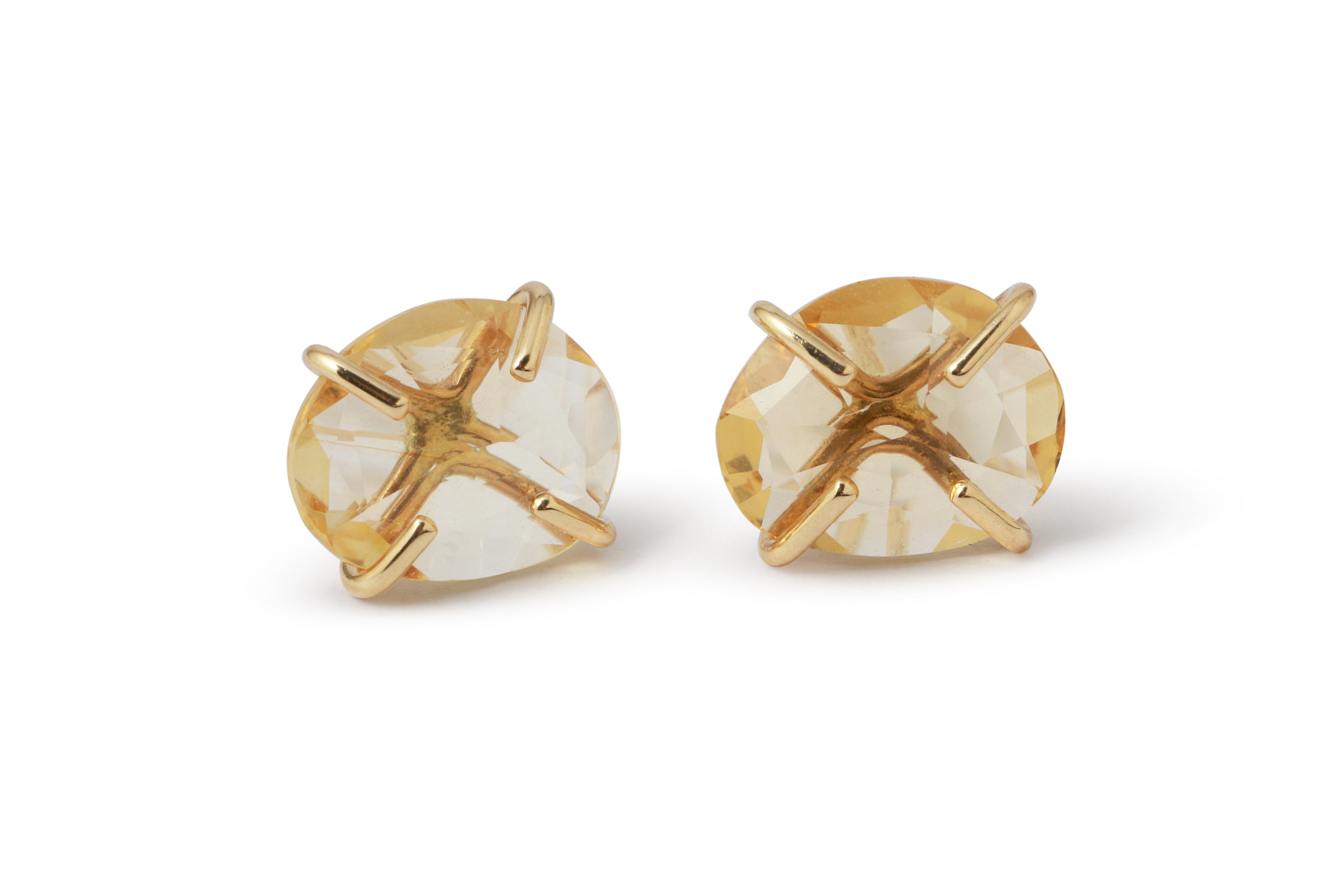 Prong Set Freeform Citrine Studs Earrings E3213GCIT-2