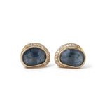 Blue Sapphire Diamond Crescent Moon Stud Earrings Earrings E3215GBS