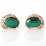 Malachite Diamond Crescent Moon Stud Earrings Earring E3215GMALcopy