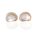 Mother of Pearl Diamond Crescent Moon Stud Earrings Earrings E3215GMOP