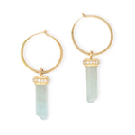 Micropave Diamond Wrapped Aquamarine Hoop Earring earring E3217