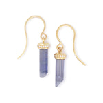 Iolite Cut Crystal Earring with Micropave Diamond Cap EARRING E3218