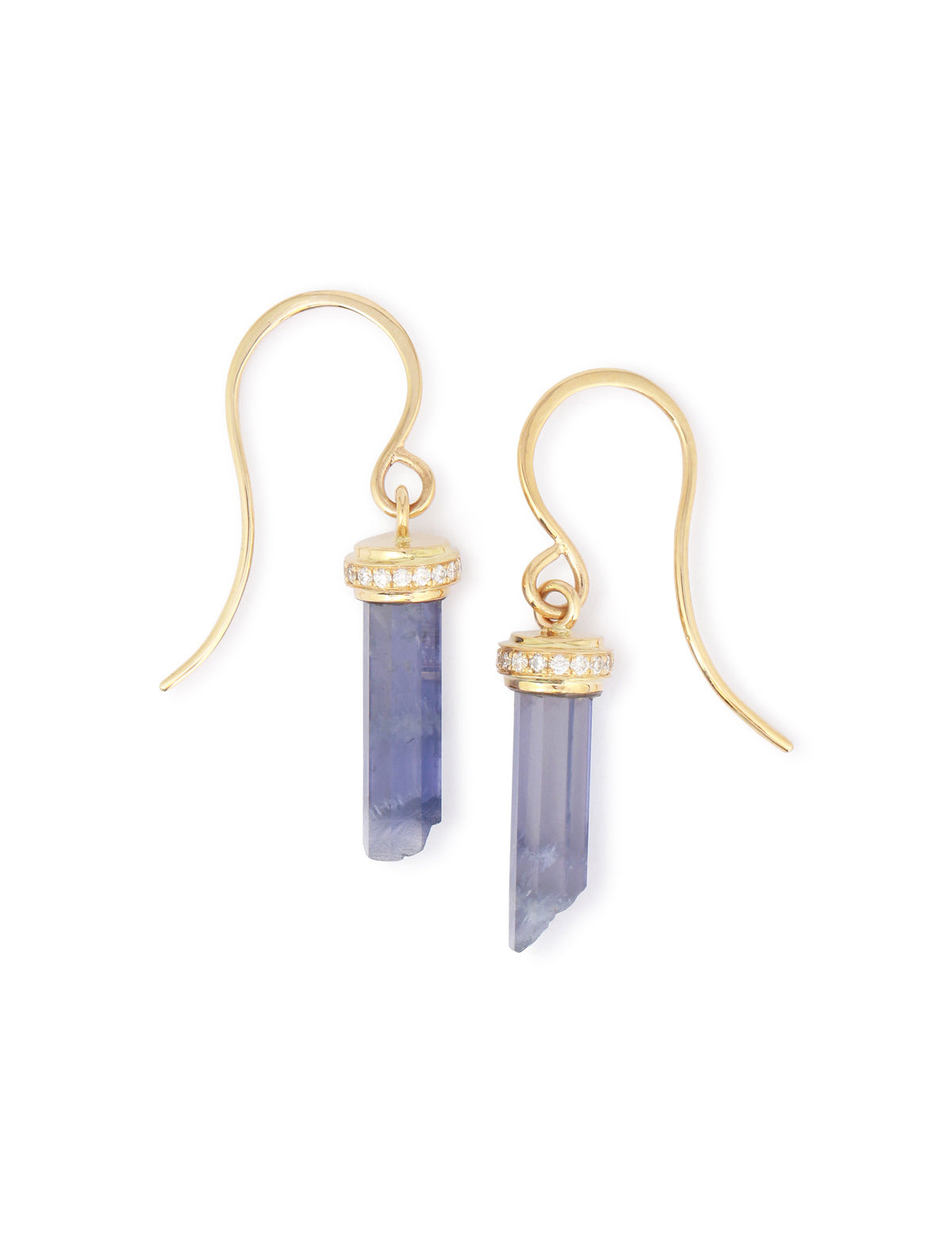 Iolite Cut Crystal Earring with Micropave Diamond Cap EARRING E3218