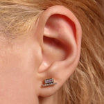 Double Micropave Diamond Aquamarine Cityscape Stud Earring E3221GAQ-OMcopy