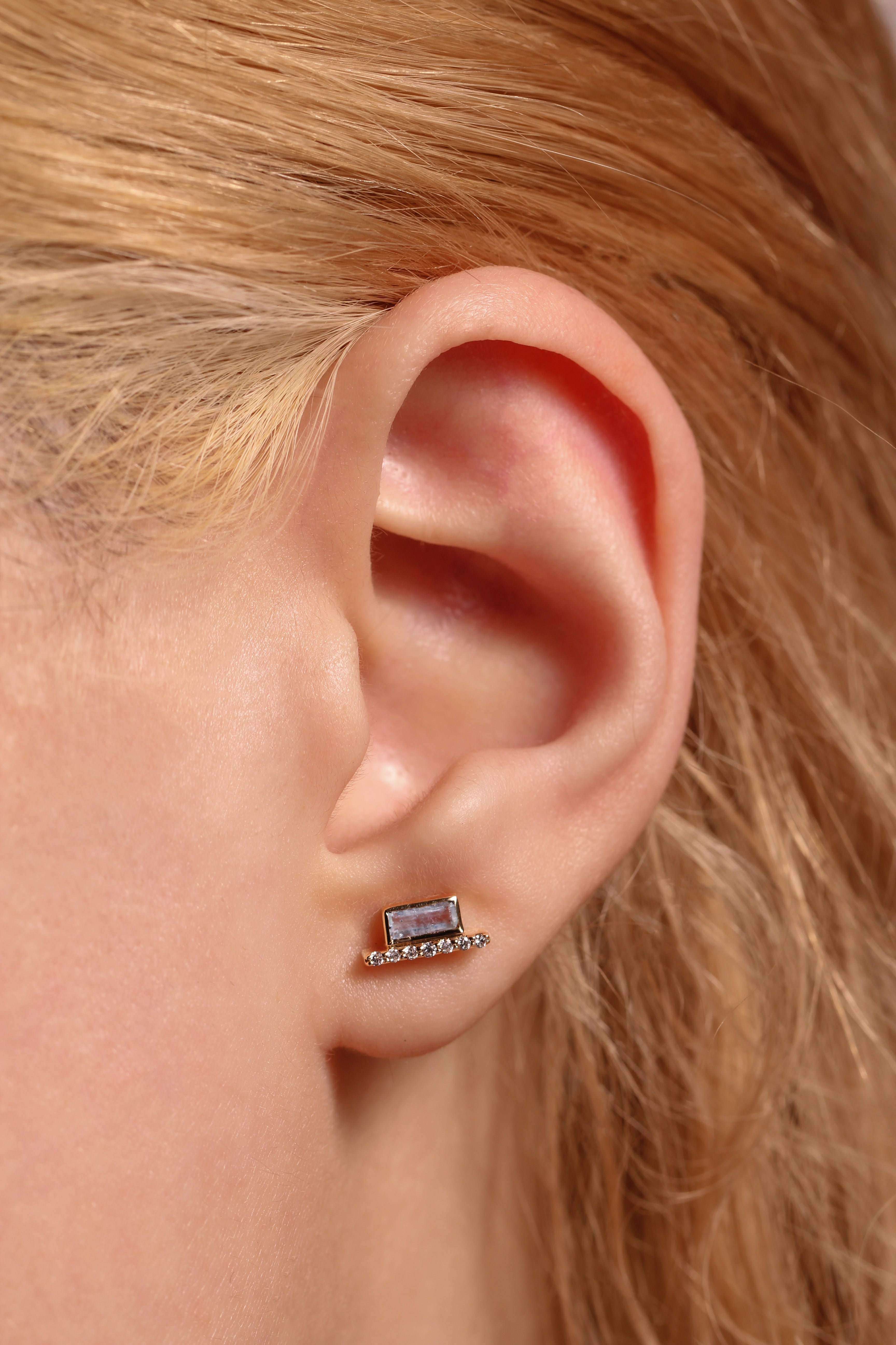 Double Micropave Diamond Aquamarine Cityscape Stud Earring E3221GAQ-OMcopy