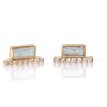 Double Micropave Diamond Aquamarine Cityscape Stud Earring E3221GAQcopy