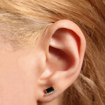 Double Micropave Diamond Black Spinel Cityscape Stud Earring E3221GSP-OMcopy