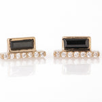 Double Micropave Diamond Black Spinel Cityscape Stud Earring E3221GSPcopy