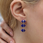 Triple drop Large Herkimer Cut Lapis Stud Earrings Earrings E3222LAPOMcopy