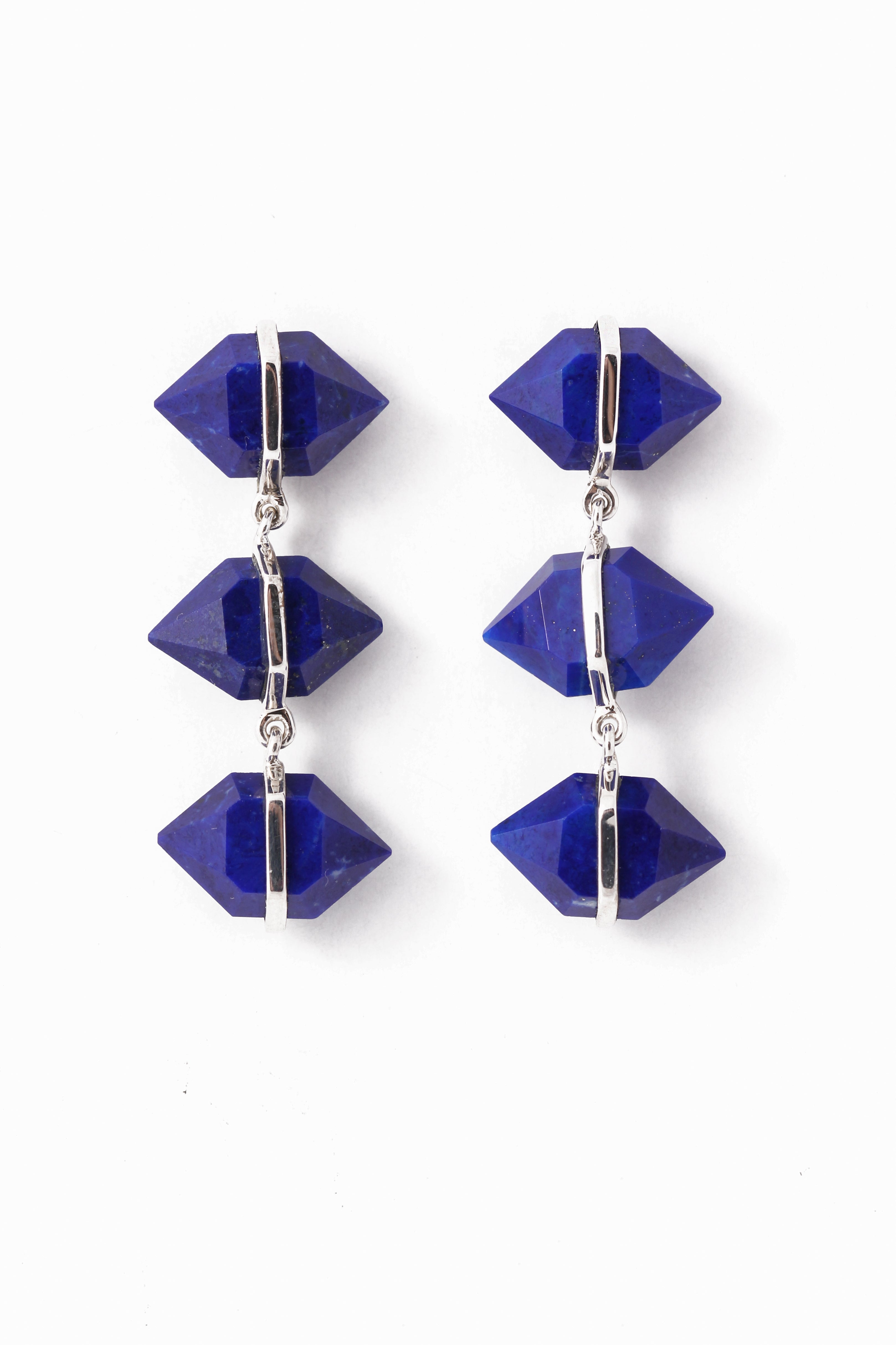 Triple drop Large Herkimer Cut Lapis Stud Earrings Earrings E3222LAPcopy