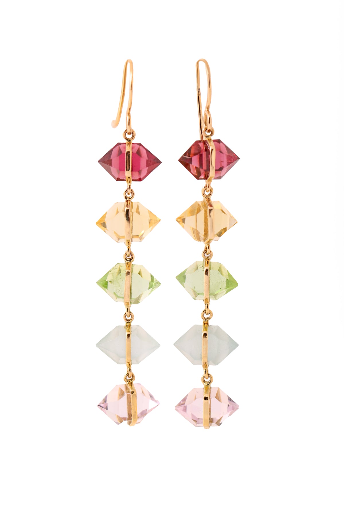 Multi Drop Diamond Herkimer Cut Rainbow Earrings Earrings E3224G
