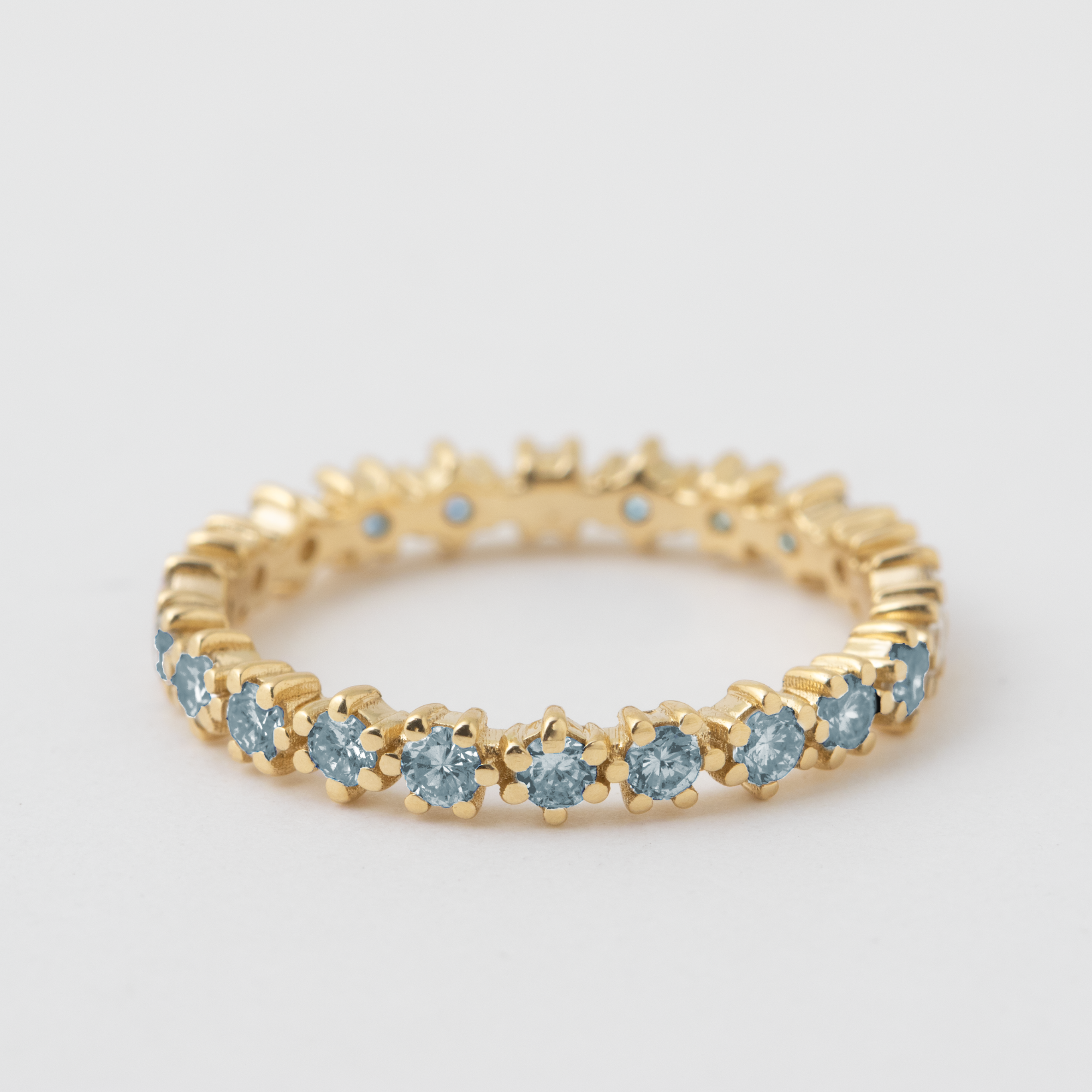 Prong Set Sapphire Eternity Band - 18k Yellow Gold HIDDEN FR0023G-18