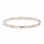 Thin Single Stacking Ring White Gold Stock Ring Hammered_Silver_Bangle_on_White