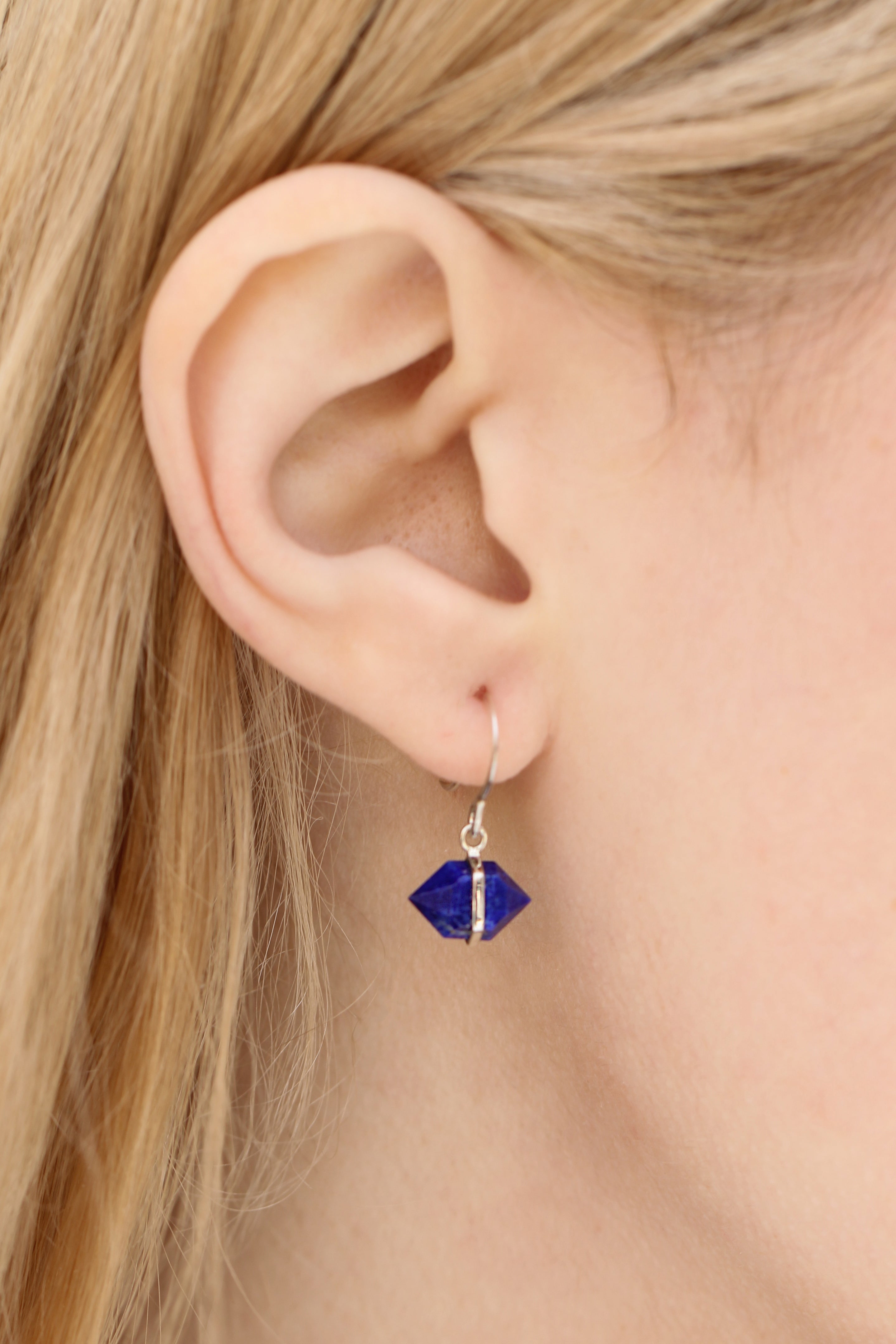 Bezel Wrapped Herkimer cut Lapis Earrings Earrings IMG_2087