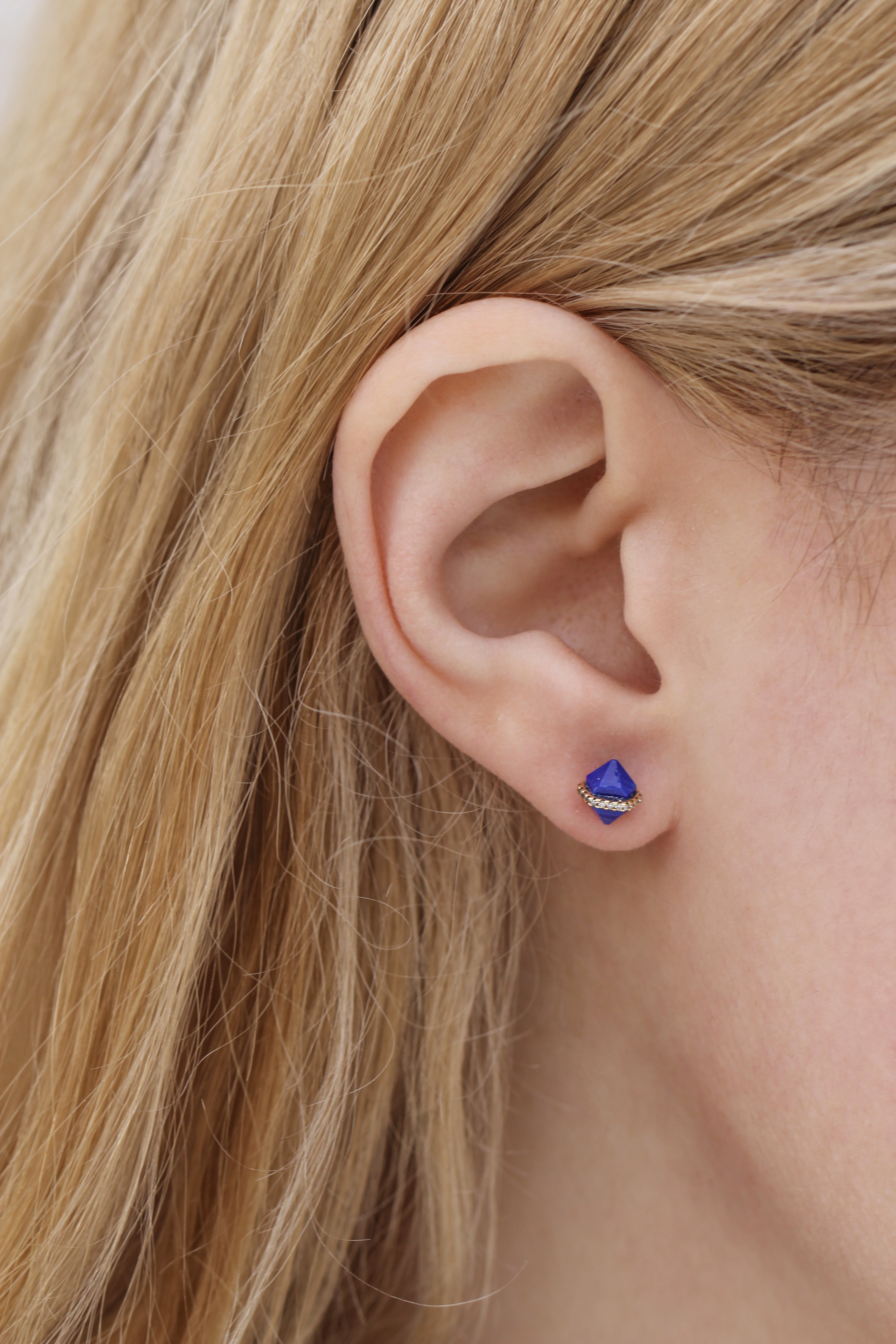 Diamond Wrapped Herkimer Cut Lapis Stud Earrings Earring IMG_2105