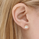 Mother of Pearl Diamond Crescent Moon Stud Earrings Earrings IMG_2110