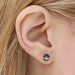 Diamond Bezel Wrapped Black Abalone Stud Earrings Earring IMG_2116