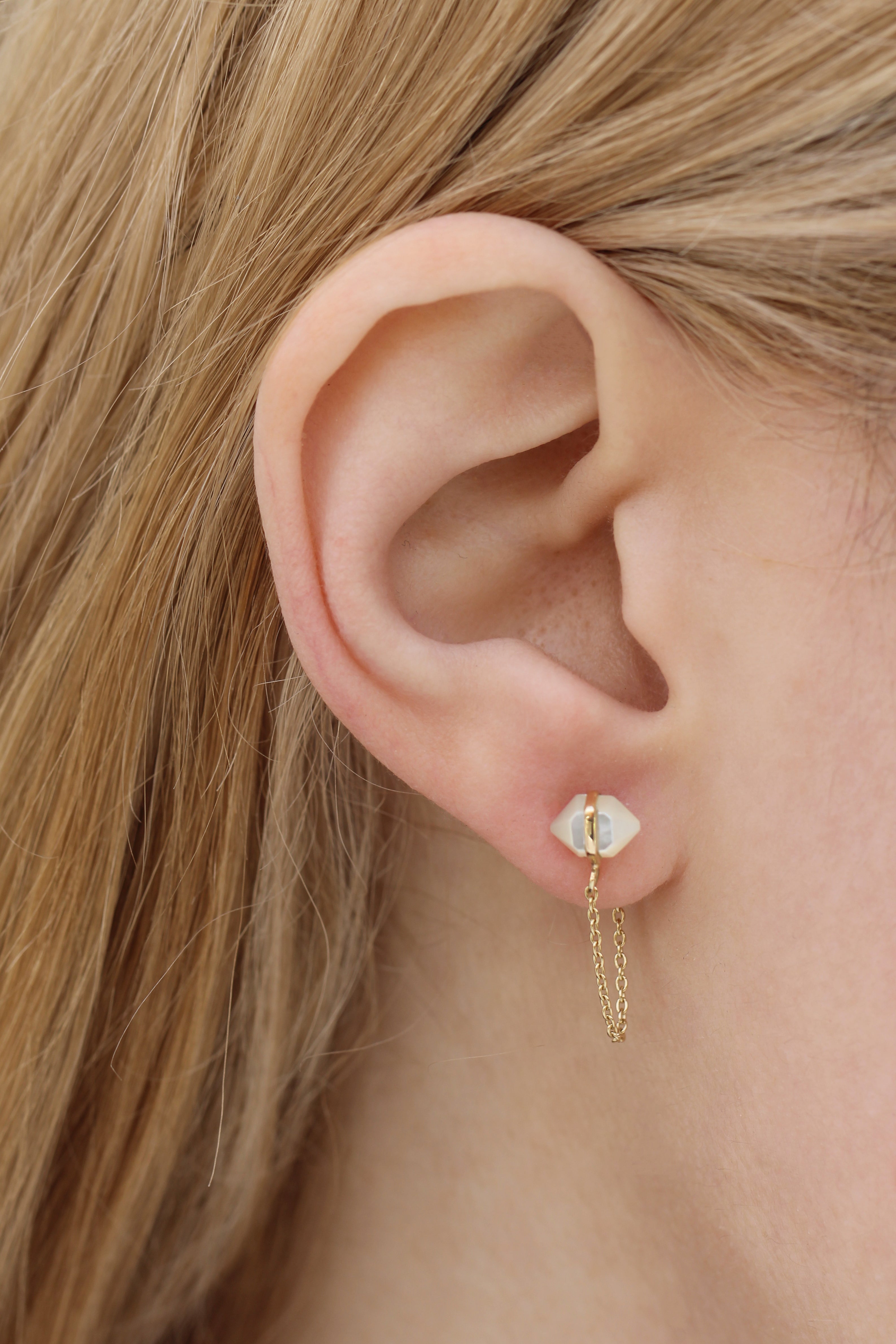 Mother of Pearl Chain Wrap Earrings Earrings IMG_2126