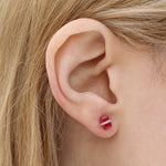Micropave Bezel Wrapped Ruby Stud (half pair) Earrings IMG_2132