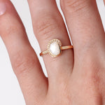 Small Freeform Mother of Pearl Diamond Crescent Moon Ring BFCM Stock Ring IMG_2386